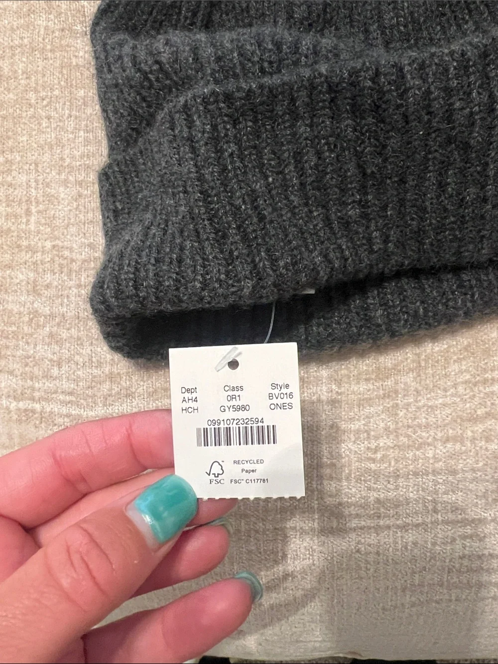 Men’s Ribbed Fold-Over Cashmere Beanie